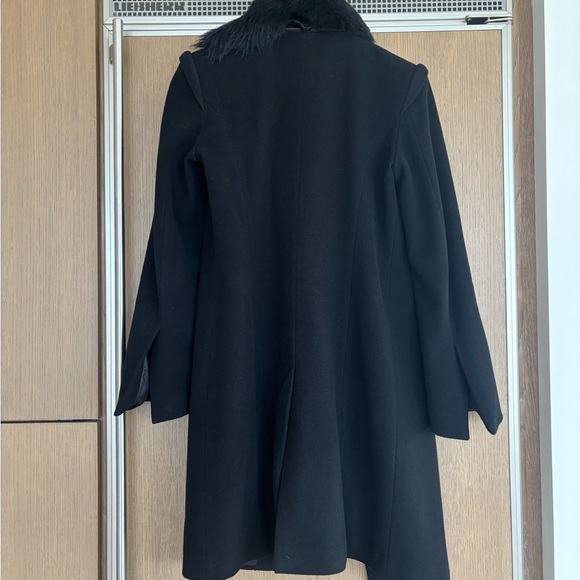 Plein Sud Black Trench Coat with removable Fur Collar - Picture 2 of 16